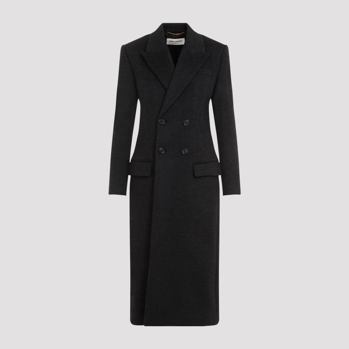 Anthracite Grey Wool Long Coat-0