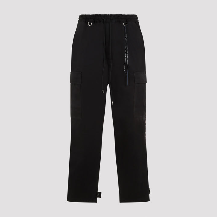 Black Cotton Regular Fit Cargo Pants-0