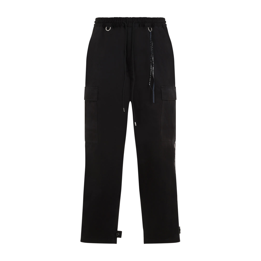 Black Cotton Regular Fit Cargo Pants-1