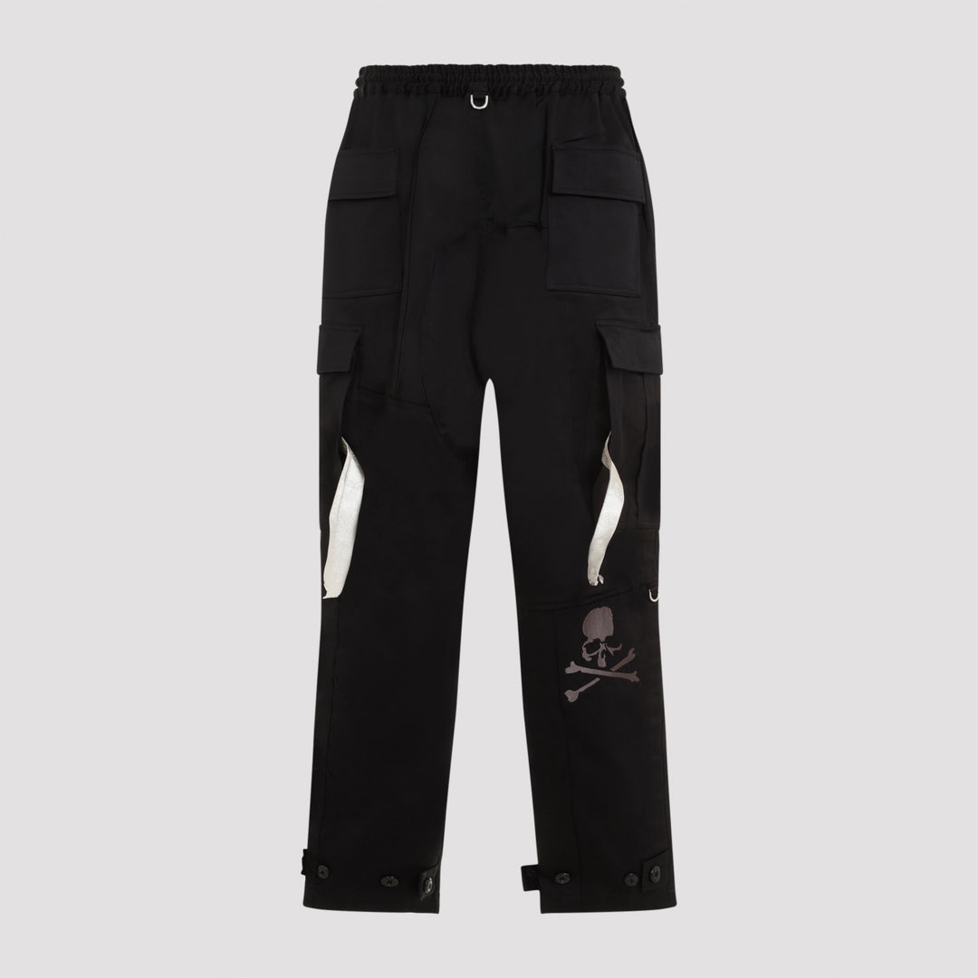 Black Cotton Regular Fit Cargo Pants-3