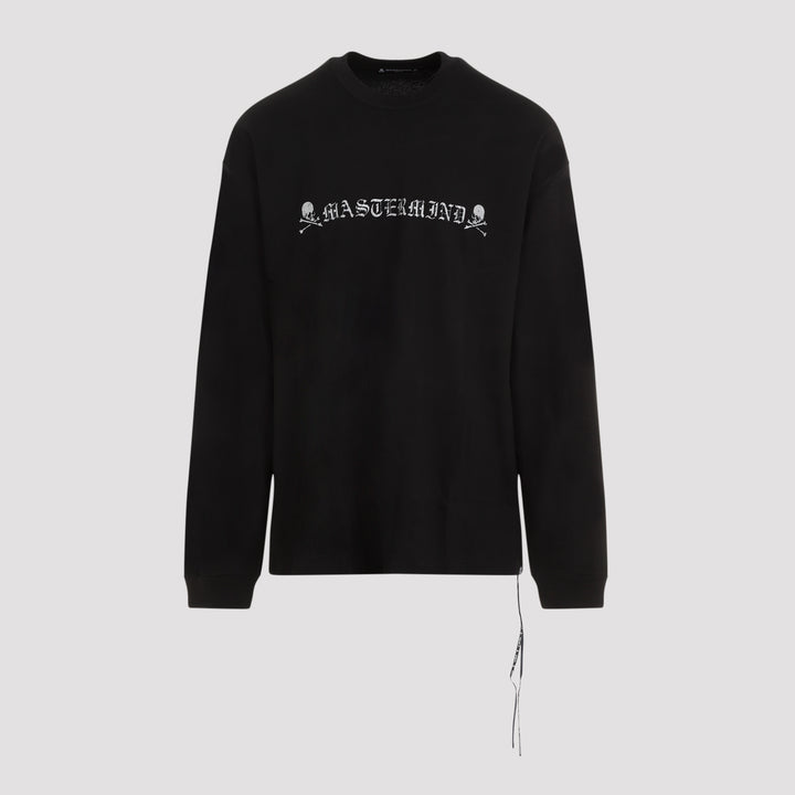 Black Cotton Logo Long Sleeves Tee-0