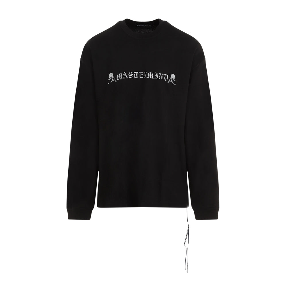 Black Cotton Logo Long Sleeves Tee-1