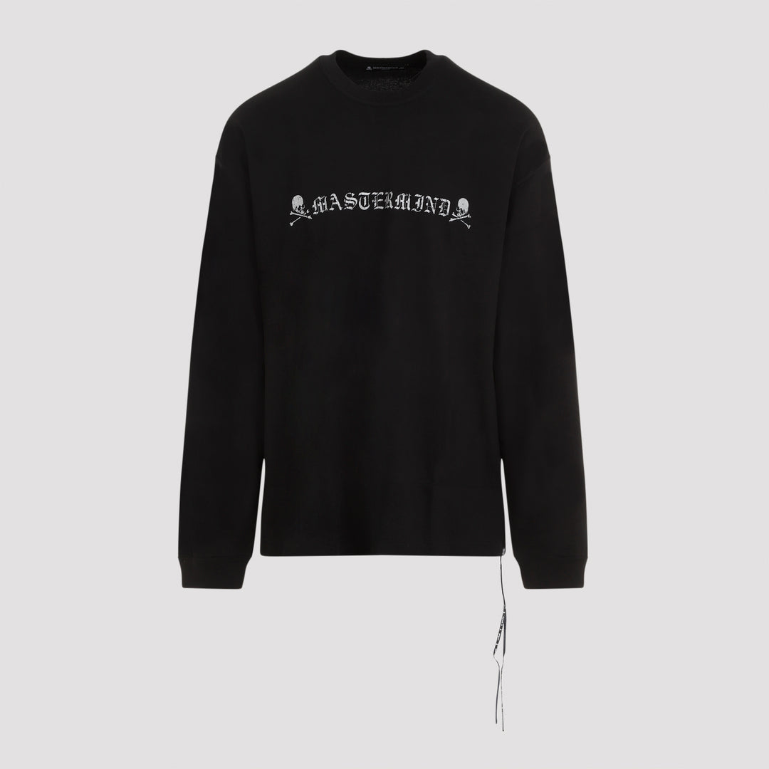 Black Cotton Logo Long Sleeves Tee-2