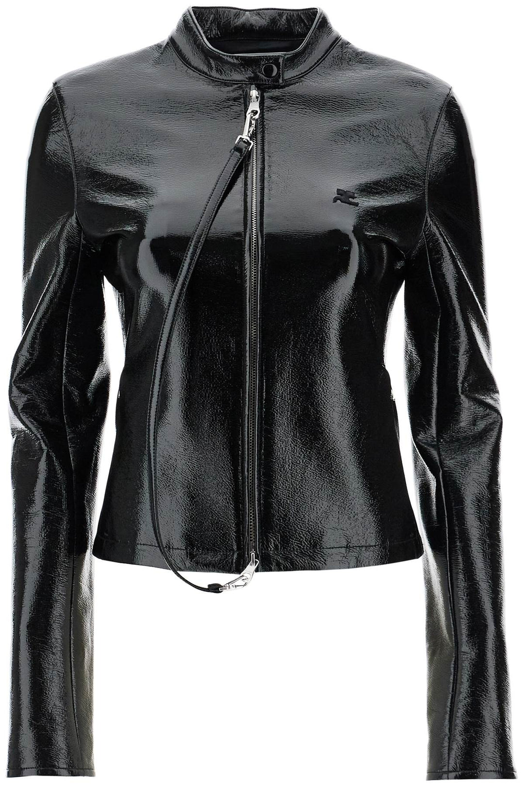 black cotton jacket with high collar and zip-0