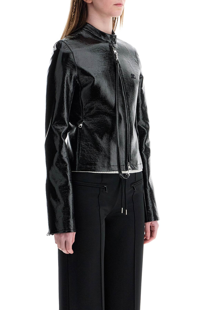 black cotton jacket with high collar and zip-1