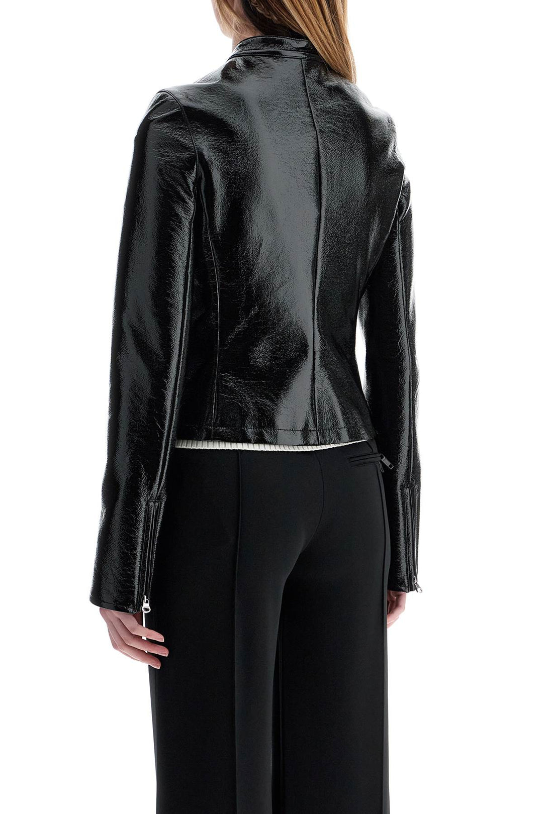 black cotton jacket with high collar and zip-2