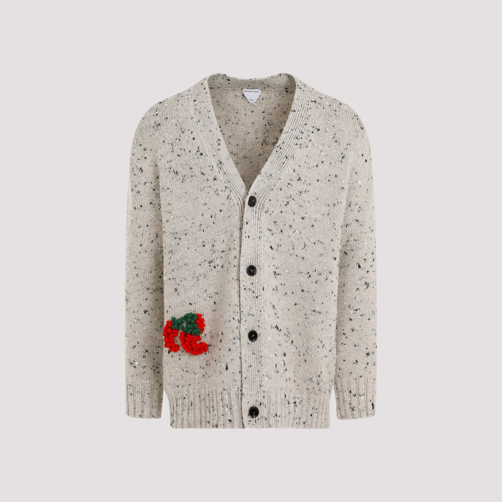 Grey Embroidered Linen Cardigan-0