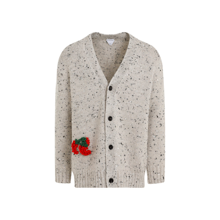 Grey Embroidered Linen Cardigan-1