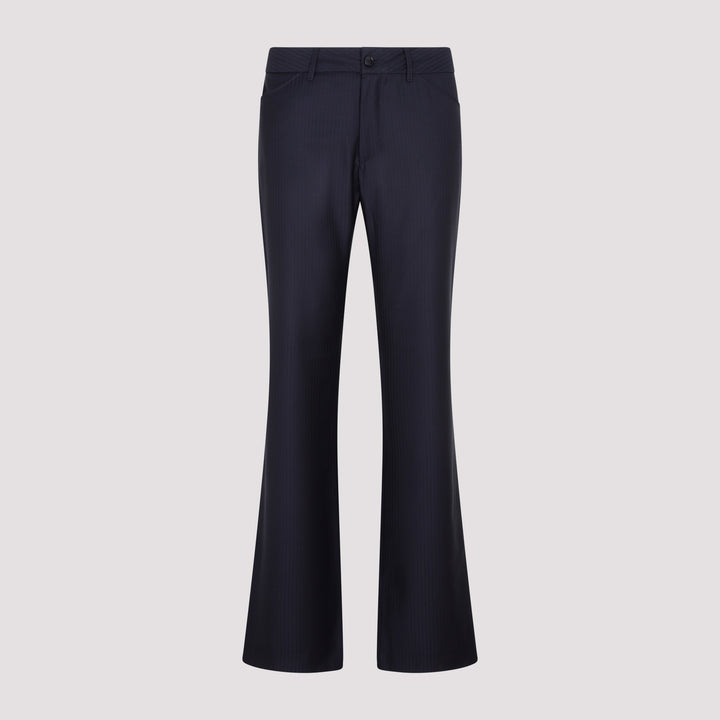 Blue Wool Bootcut Trousers-0