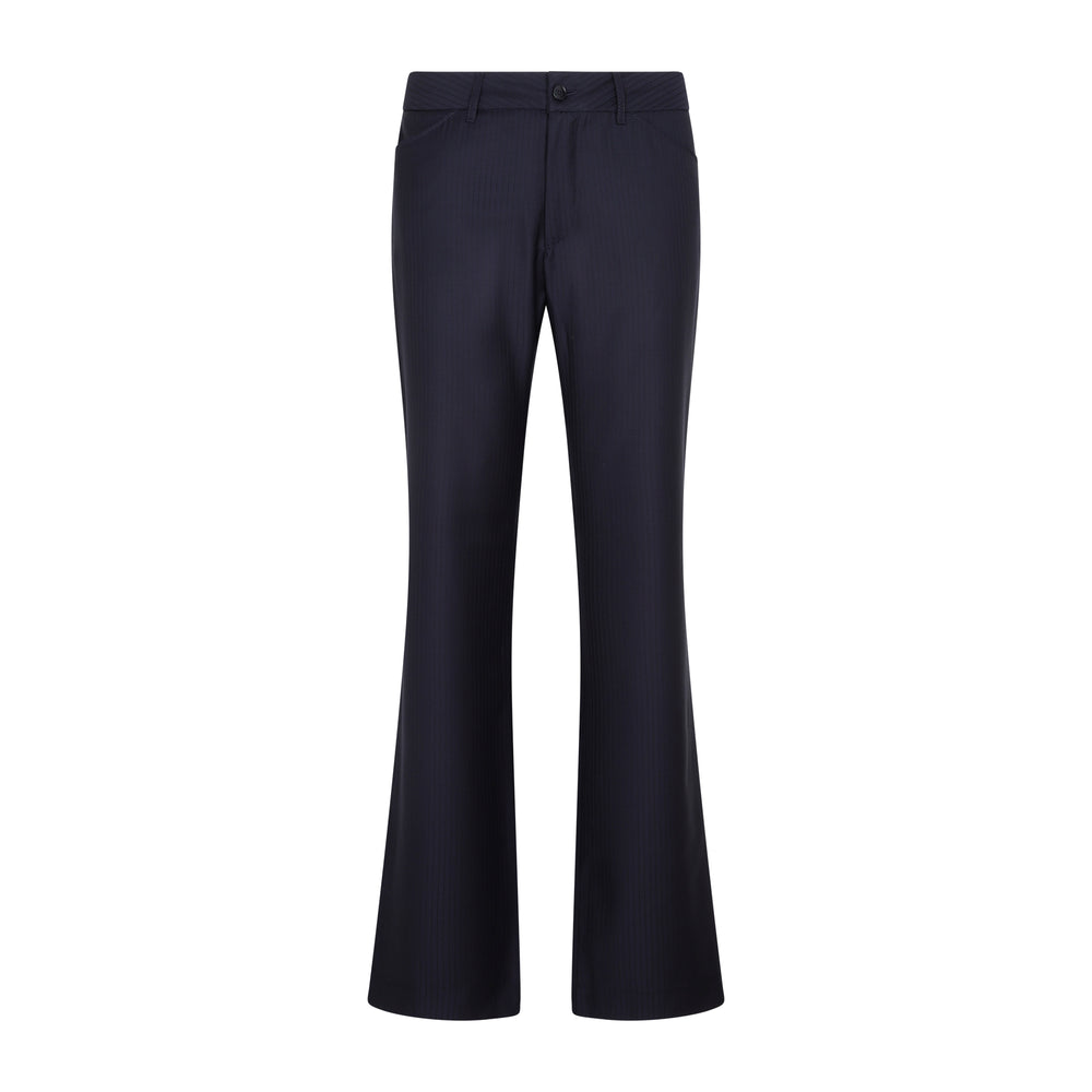 Blue Wool Bootcut Trousers-1