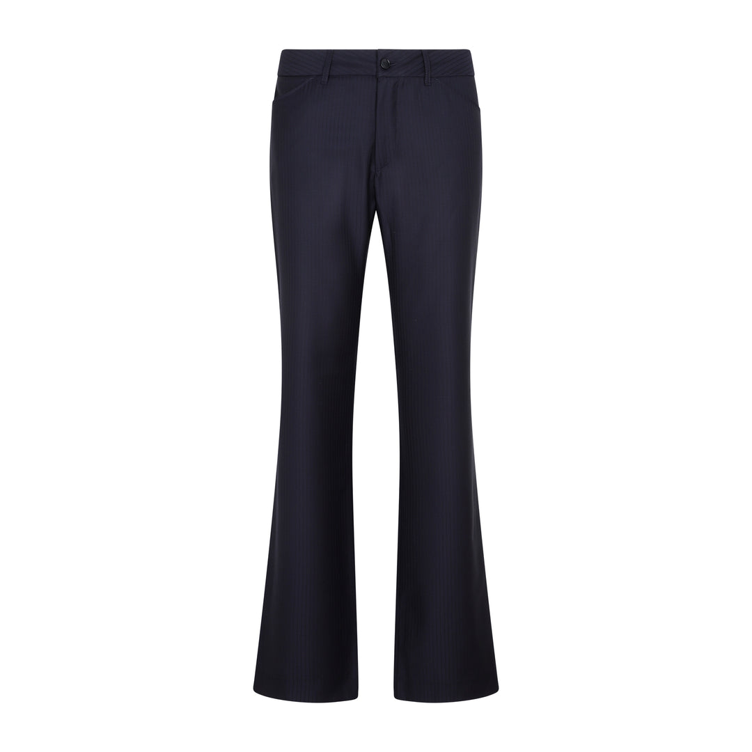 Blue Wool Bootcut Trousers-1