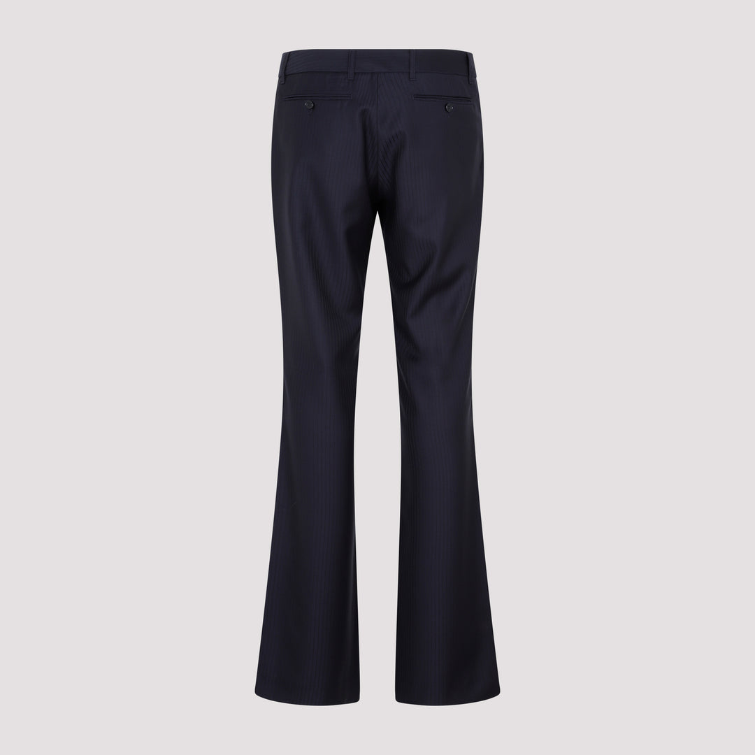 Blue Wool Bootcut Trousers-3