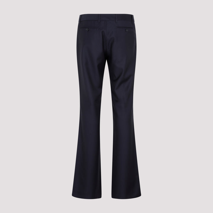 Blue Wool Bootcut Trousers-3