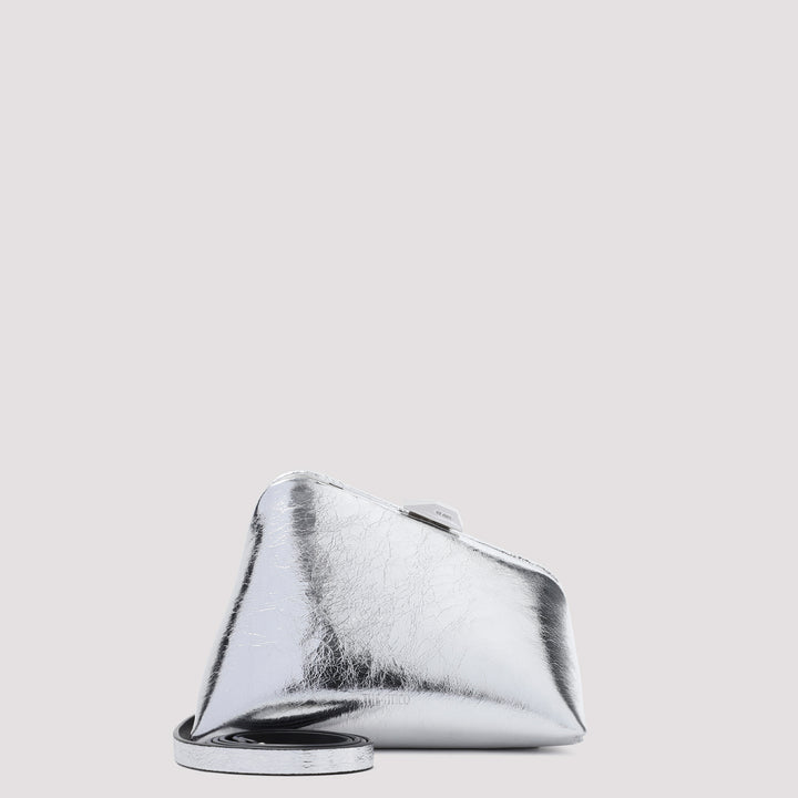 Silver Midnight Lamb Leather Clutch-0