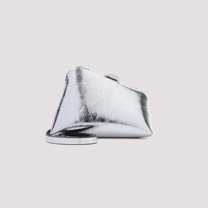 Silver Midnight Lamb Leather Clutch-2