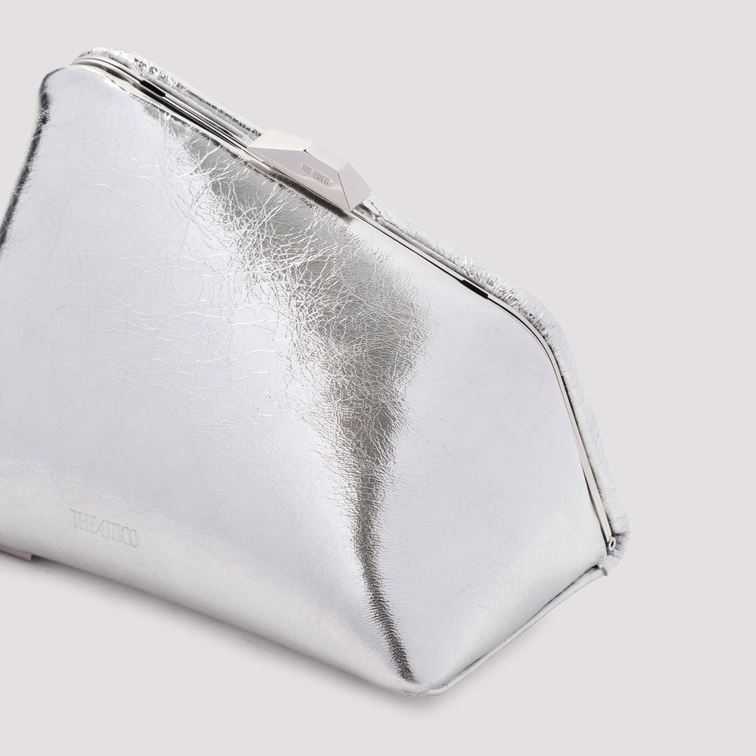 Silver Midnight Lamb Leather Clutch-5