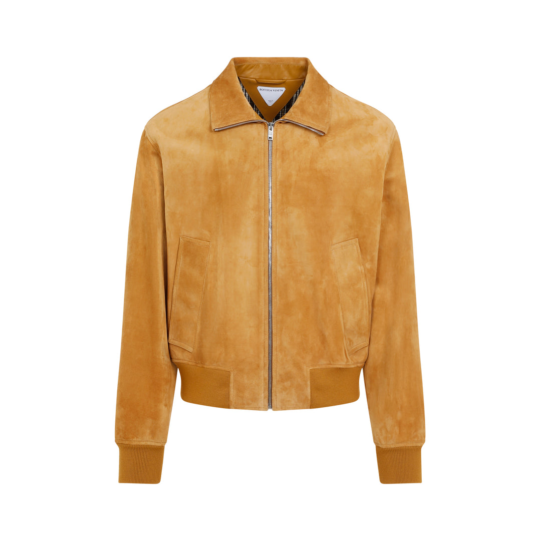 Peanut Brown Suede Calf Leather Bomber Jacket-1