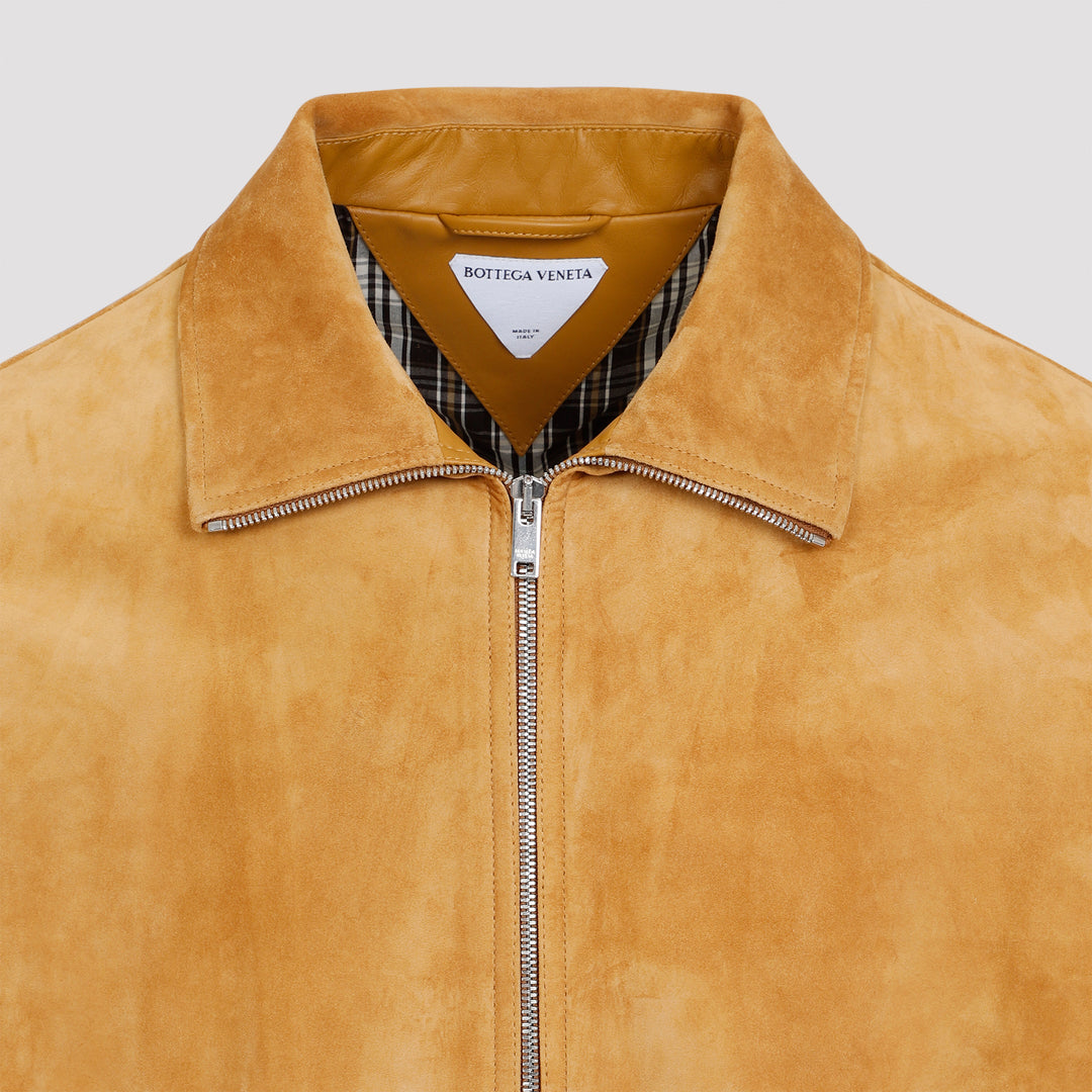 Peanut Brown Suede Calf Leather Bomber Jacket-5