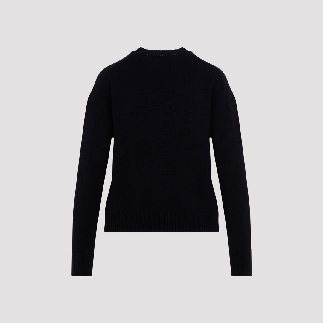 Classic Dark Blue Wool Irlanda Crewneck Pullover-3