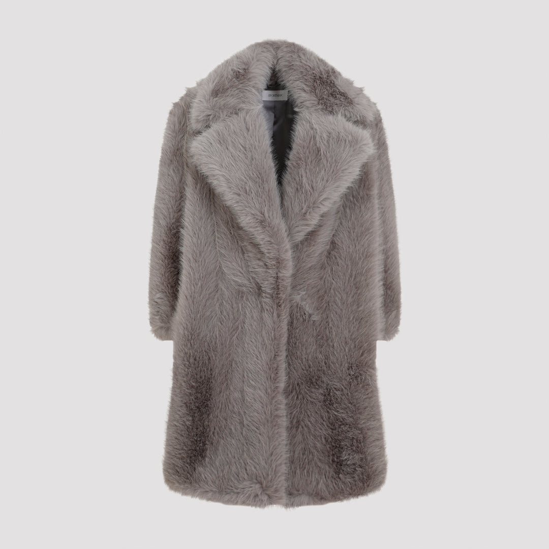 Pearl Grey Manico Faux Fur Coat-0