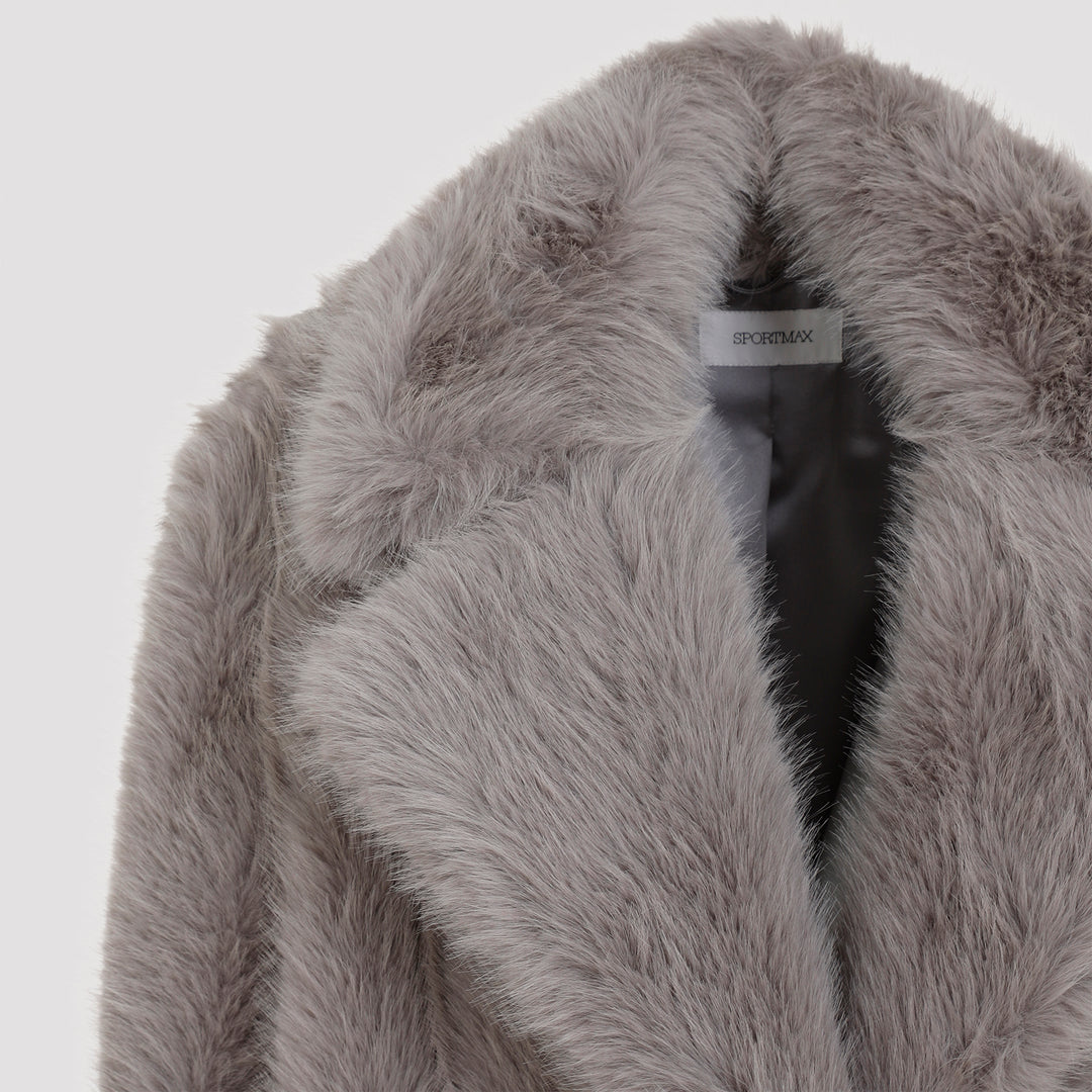 Pearl Grey Manico Faux Fur Coat-4