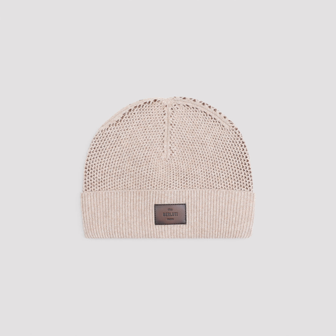 Fluffy Beige Wool Beanie Hat-0