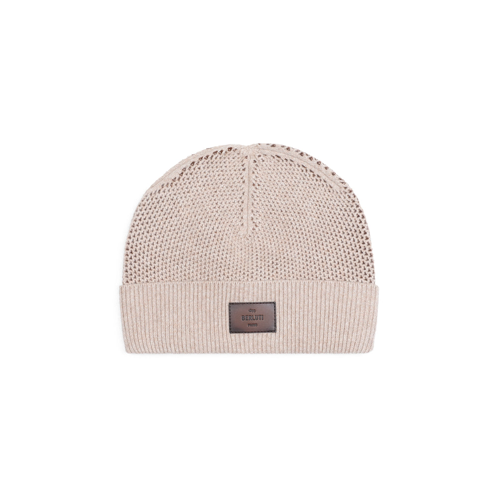 Fluffy Beige Wool Beanie Hat-1