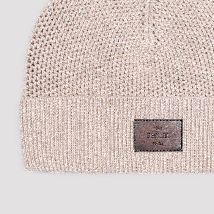 Fluffy Beige Wool Beanie Hat-3