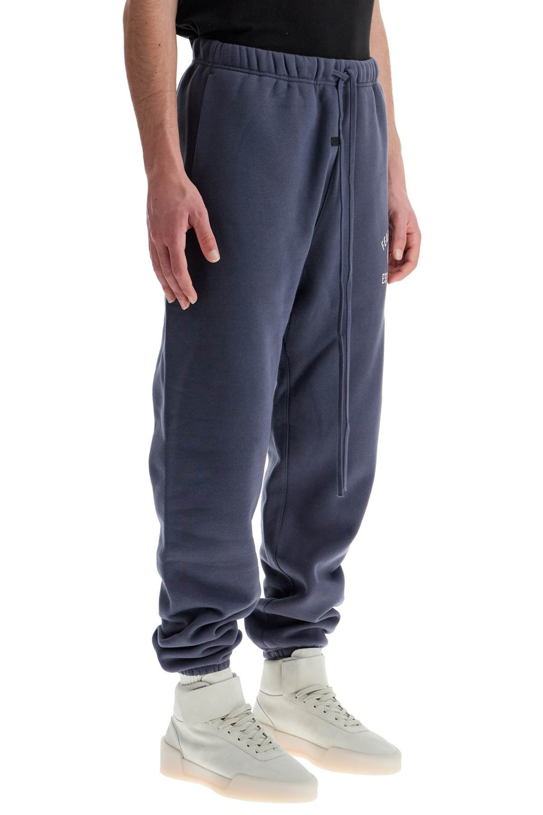 high-waisted navy blue cotton sweatpants-1