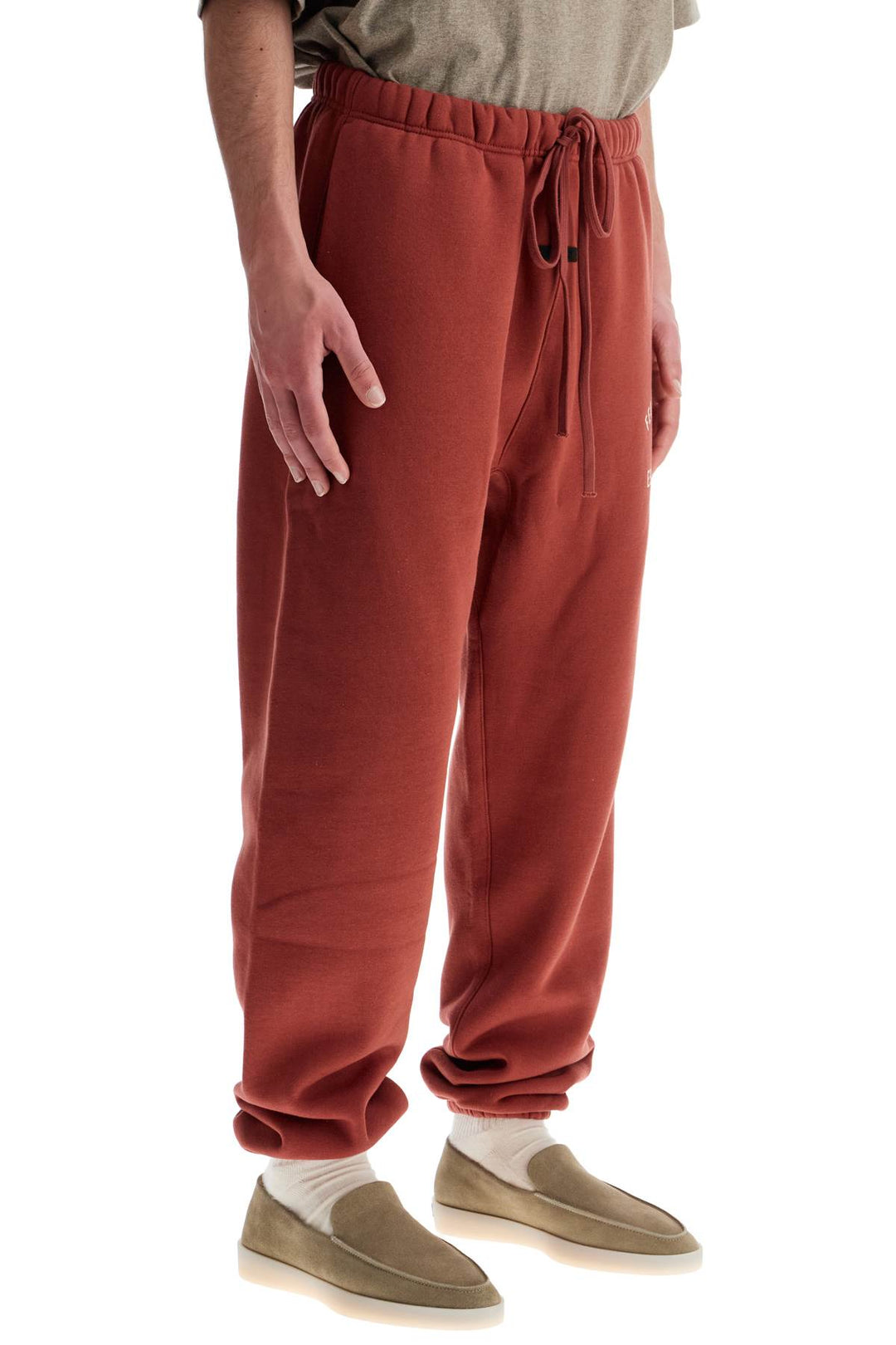 loose fit sweatpants in crimson red cotton-1