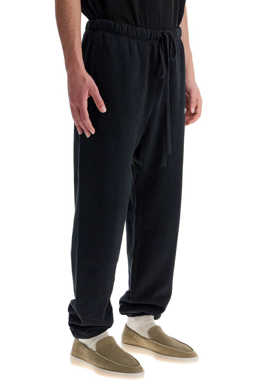 black heavy fleece sweatpants-1