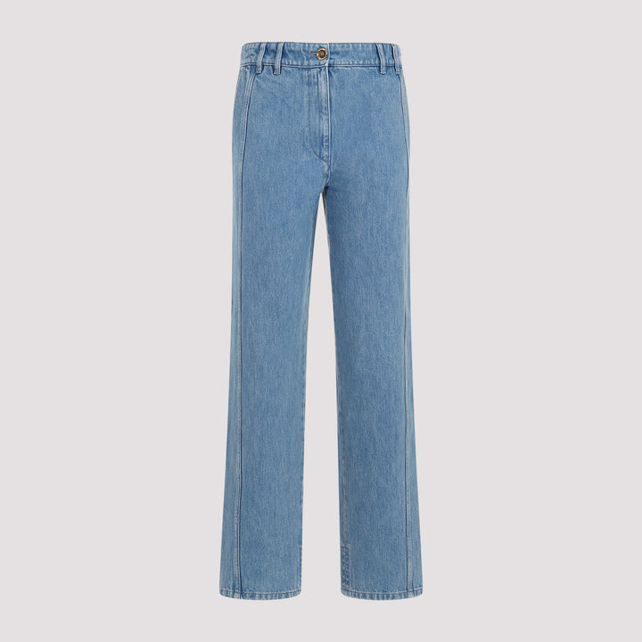 Ice Blue Cargo Cotton Trousers-0