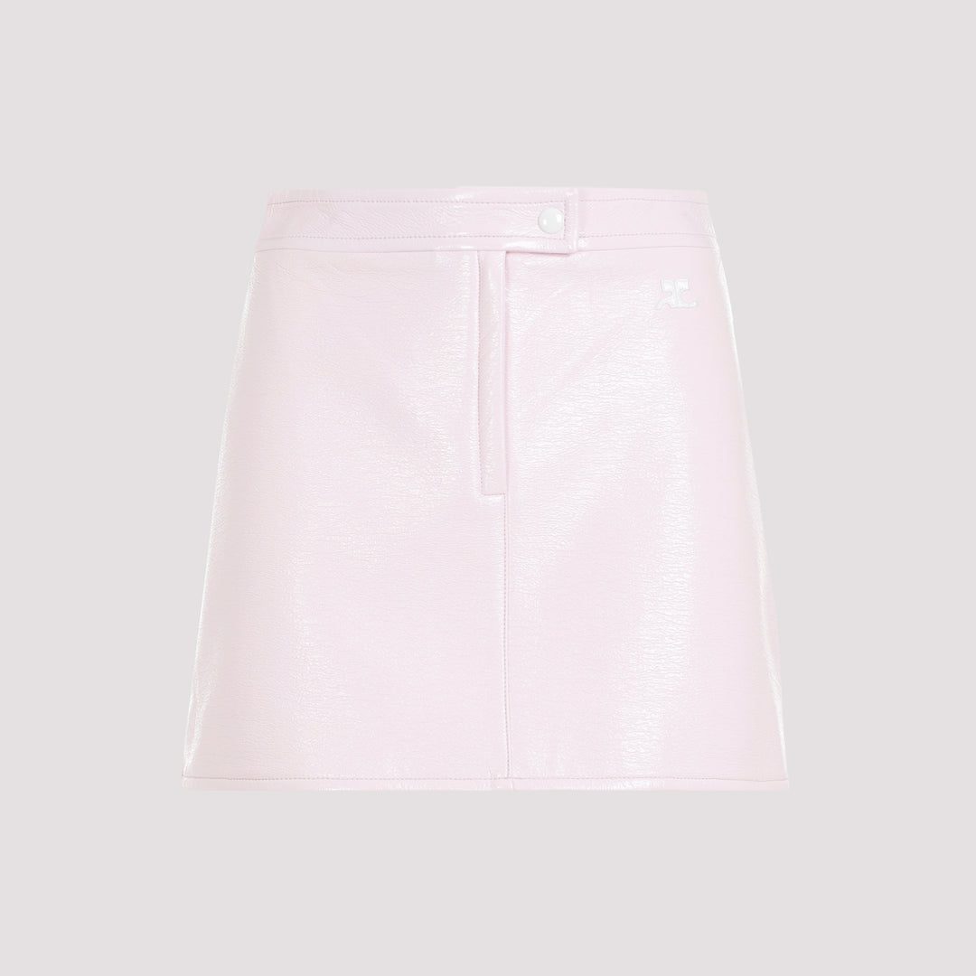 Pale Pink Vinyl Mini Skirt-0