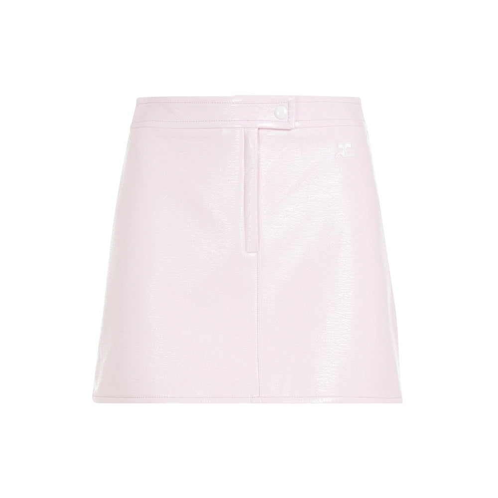 Pale Pink Vinyl Mini Skirt-1