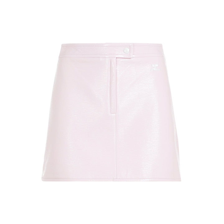 Pale Pink Vinyl Mini Skirt-1