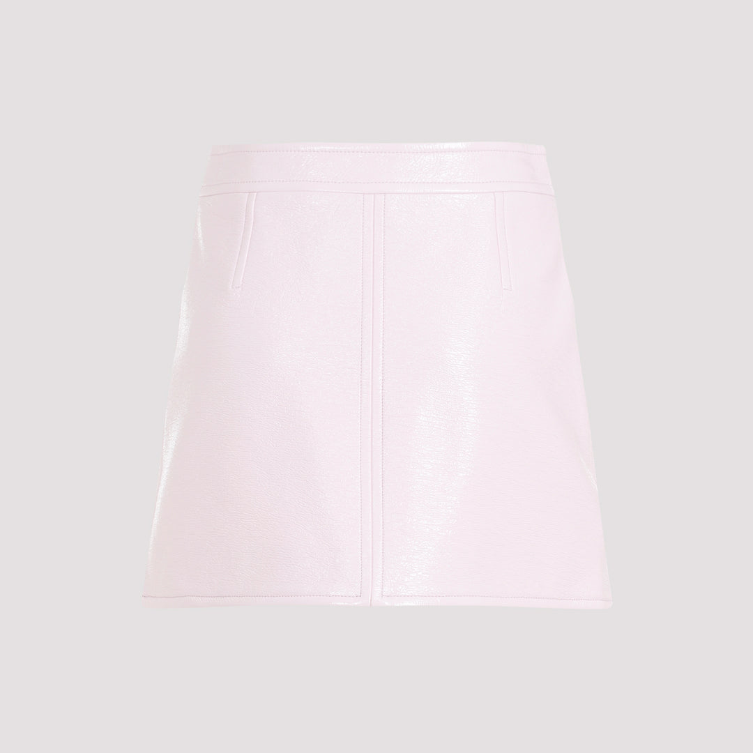 Pale Pink Vinyl Mini Skirt-3