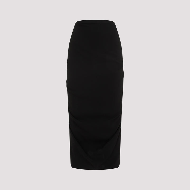 Black Sonata Wool Midi Skirt-0