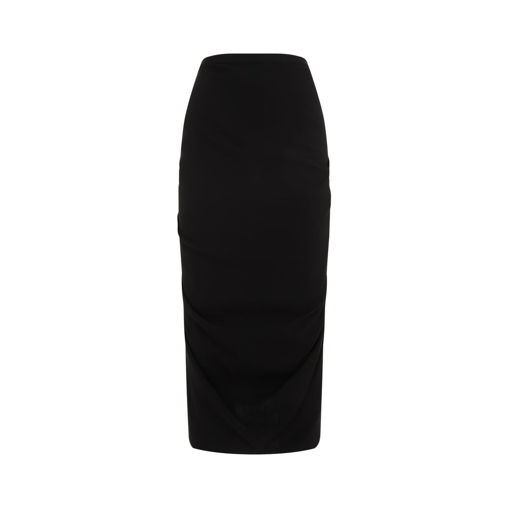 Black Sonata Wool Midi Skirt-1