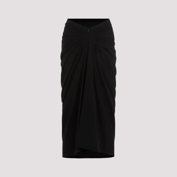 Black Sonata Wool Midi Skirt-3