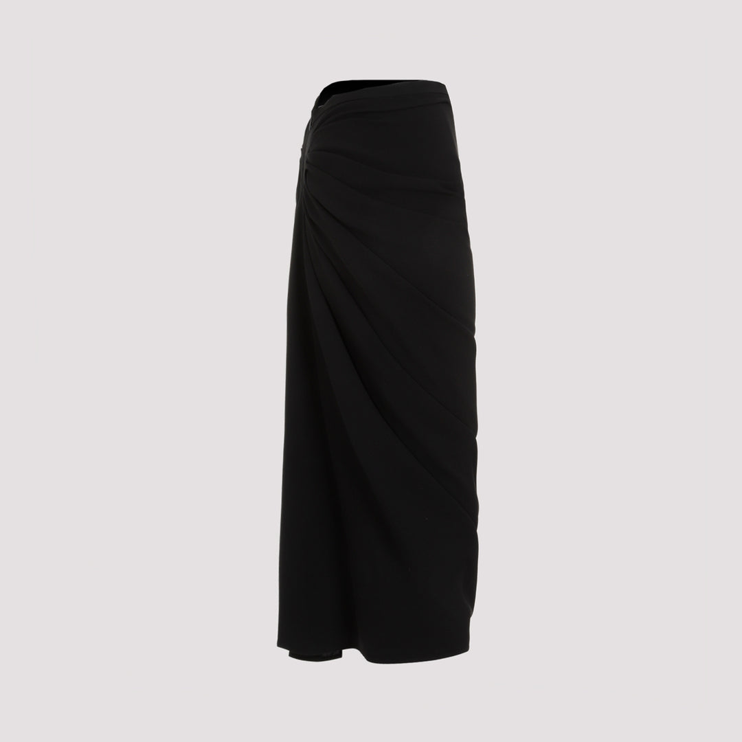 Black Sonata Wool Midi Skirt-4