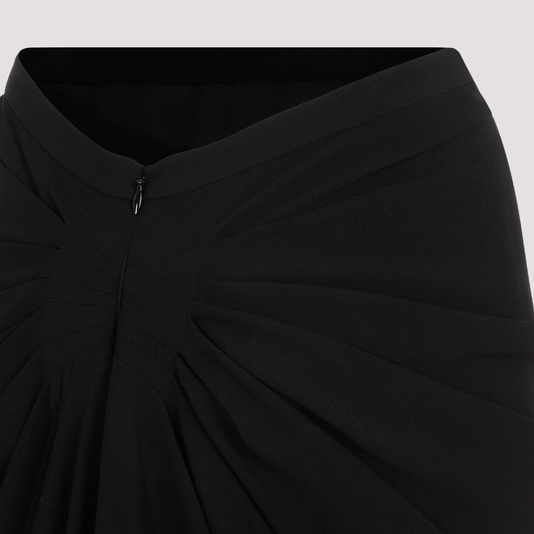 Black Sonata Wool Midi Skirt-5