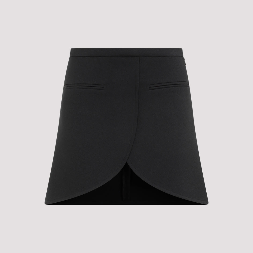 Black Ellipse Twill Mini Skirt-0