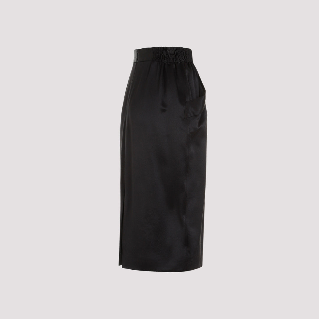 Black Silk Midi Skirt-4