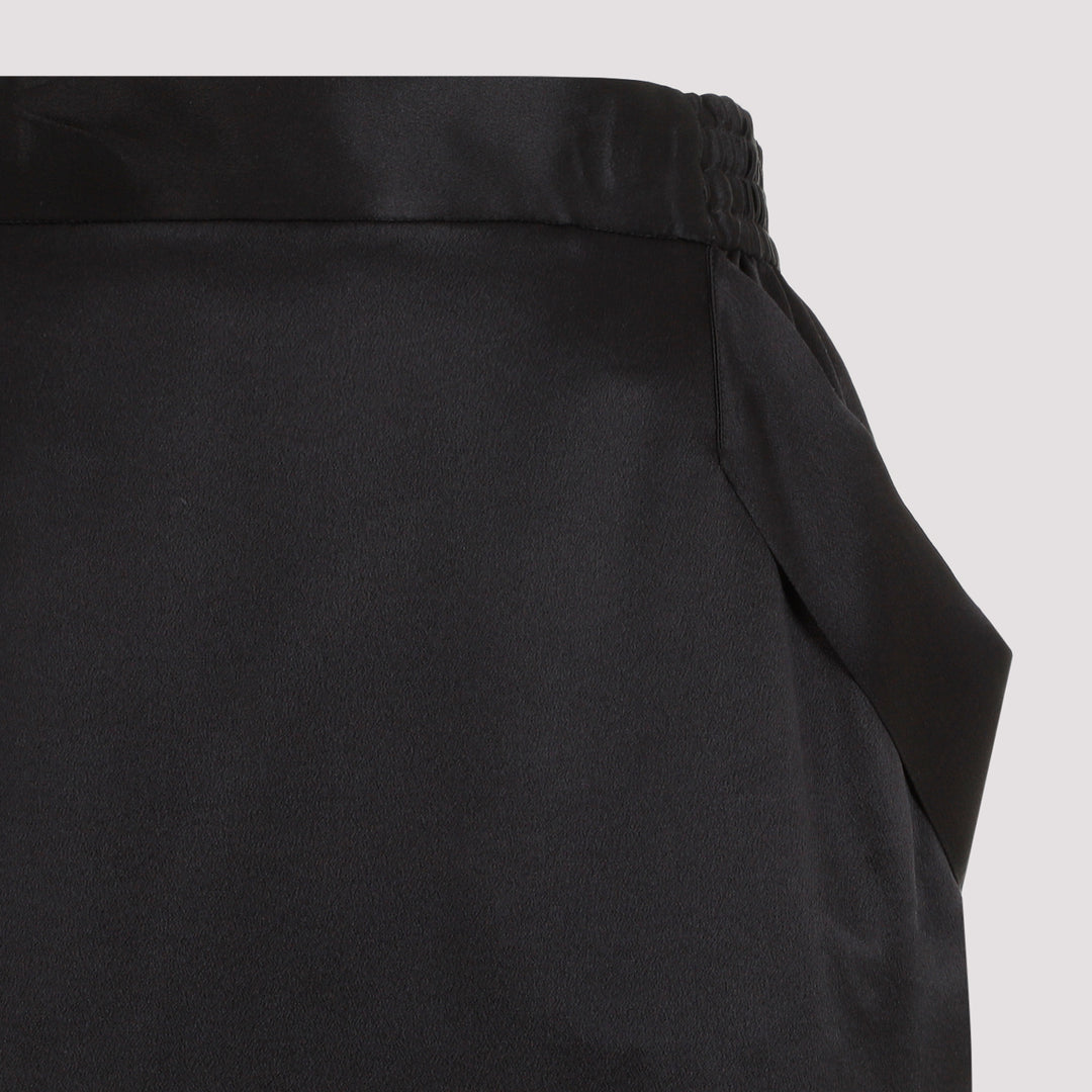 Black Silk Midi Skirt-5