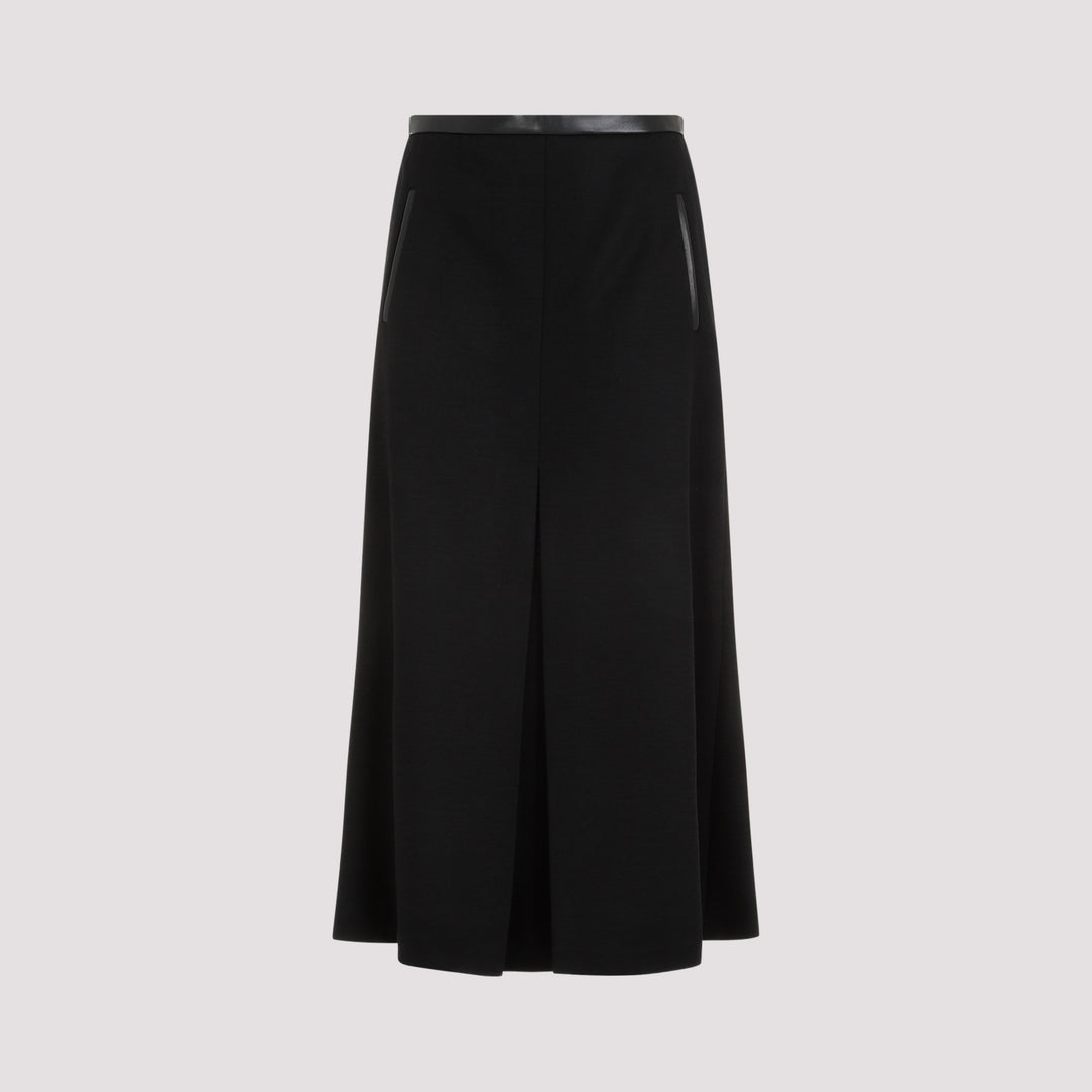 Black Wool Midi Skirt-0