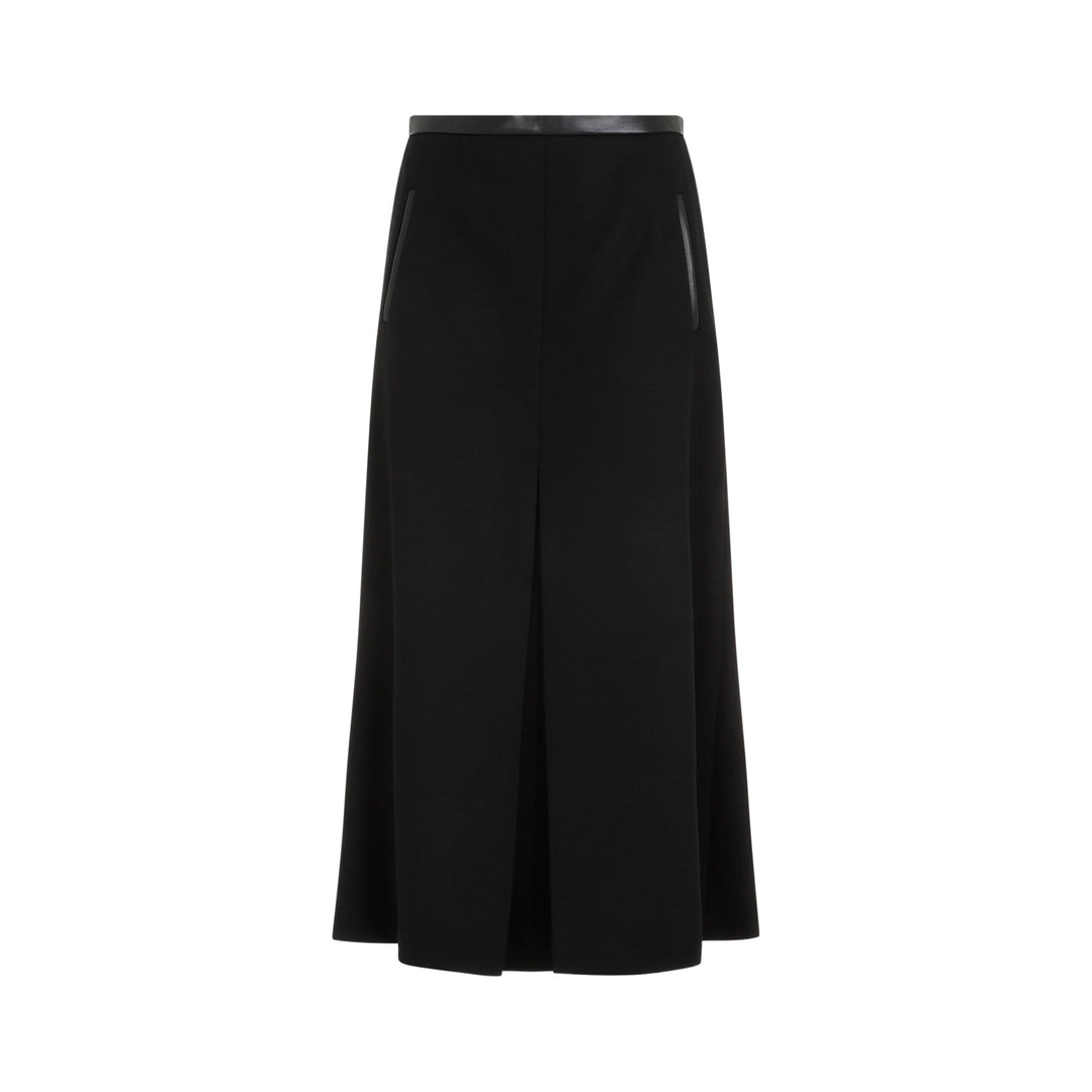 Black Wool Midi Skirt-1