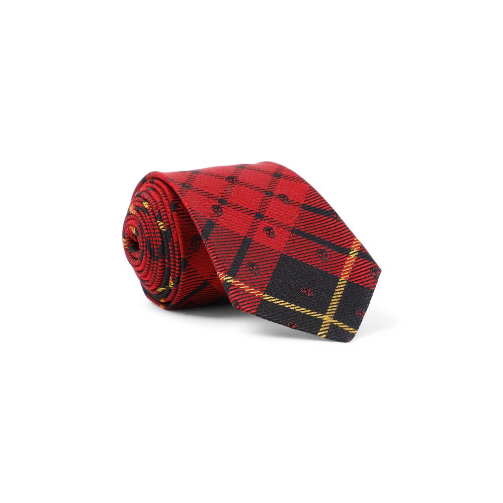 Red and Black Tartan Silk Tie-1