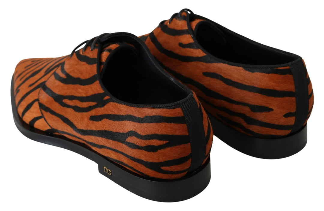 Tiger Pattern Dress Shoes with Pony Hair