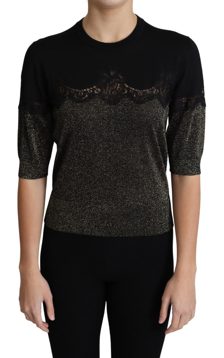 Elegant Lurex Threaded Jersey Lace Blouse