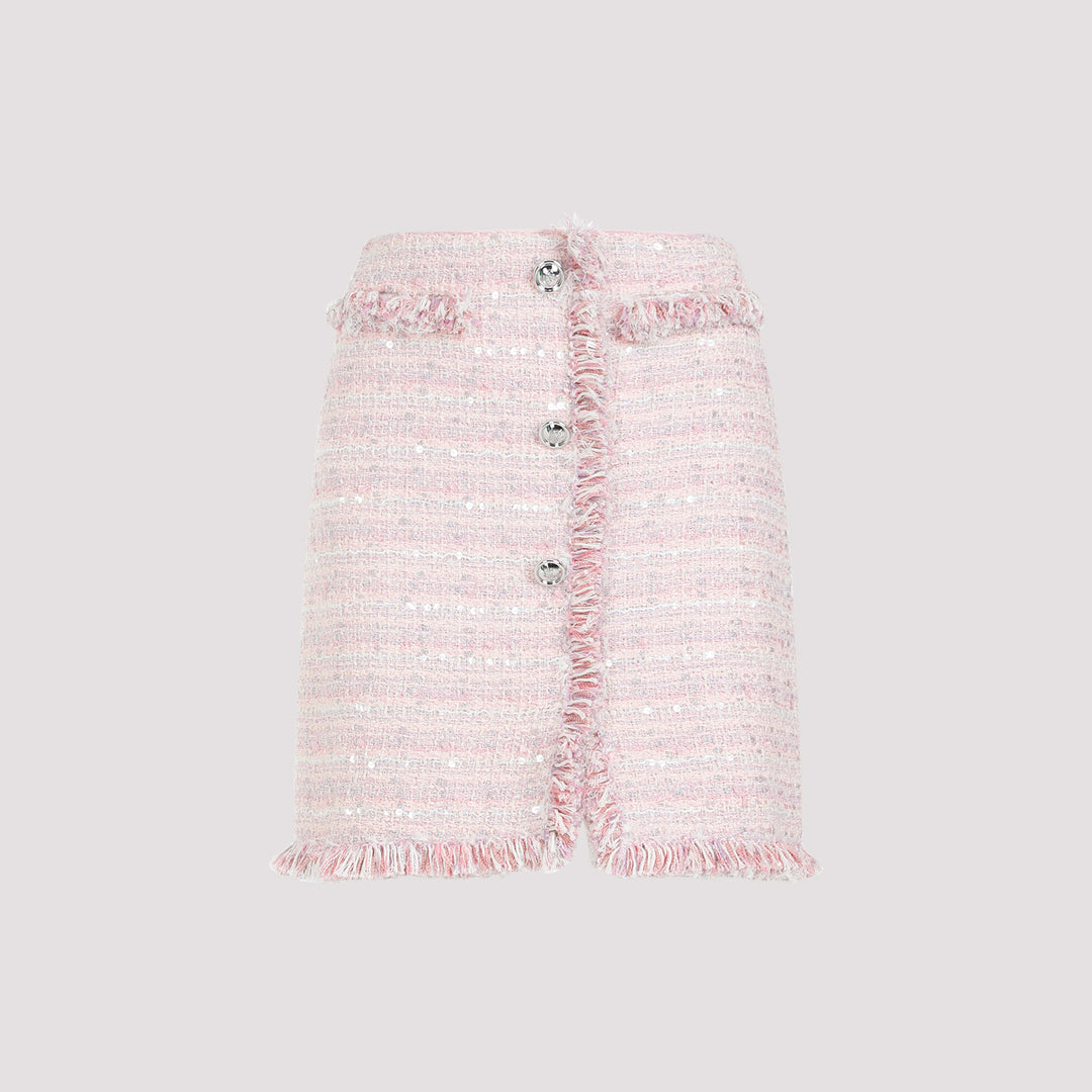 Pink Bouclé Mini Skirt-0